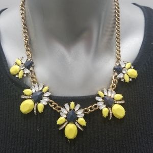 J. Crew Yellow and Black Rhinestone Bug Necklace